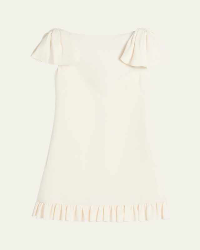 Ruffle Sleeve Wool Mini Dress